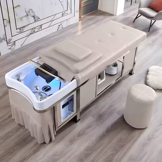 una varietà di metodi di massaggio Poltrona per massaggio elettrica intelligente per tutto il corpo Telaio a gravità zero Aggiornamento Letto per shampoo per massaggi per parrucchiere di bellezza